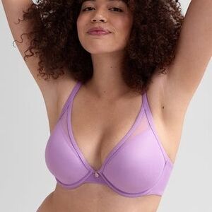 ThirdLove 24/7 Classic Plunge Bra 36 A 1/2 Lavender Purple Mesh Bra Spring